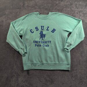 CSULB Crewnwck Sweater YOUTH Boys L Teal Polo Club